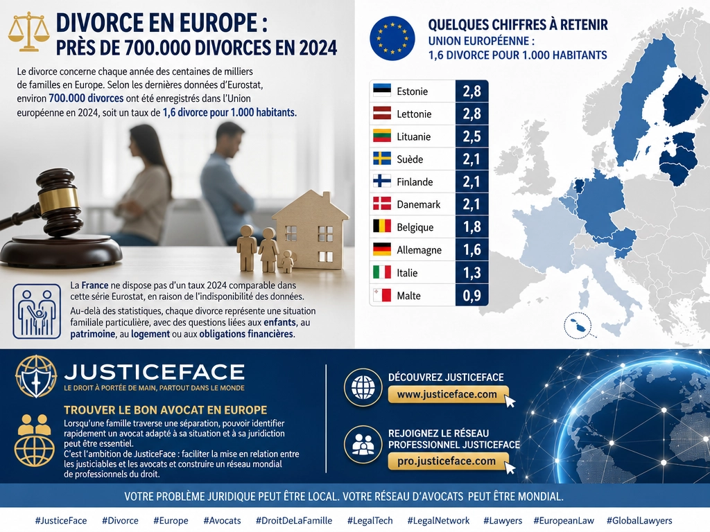 ⚖️ Divorce en Europe : près de 700.000 divorces en 2024