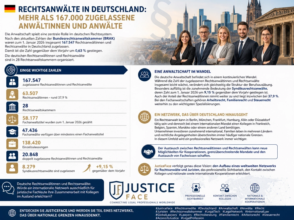 Rechtsanwälte in Deutschland: Mehr als 167.000 zugelassene Anwältinnen und Anwälte